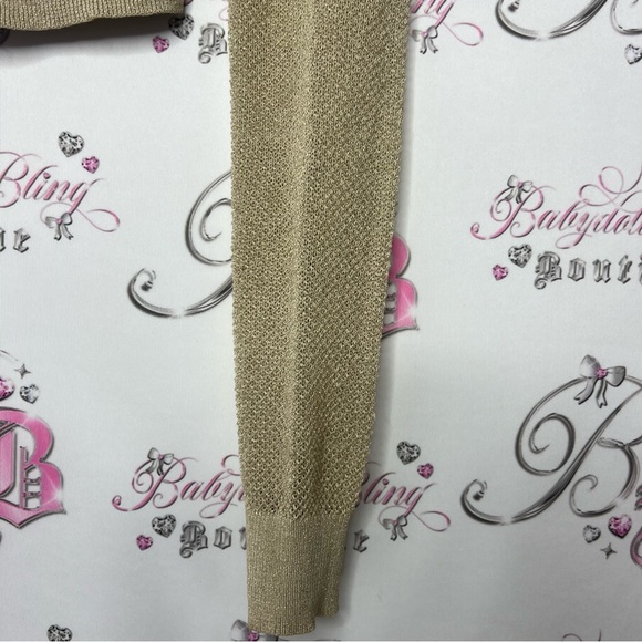 MOTH sparkly gold cardigan glitter button up crochet knitted cute  Anthropologie - Picture 6 of 12